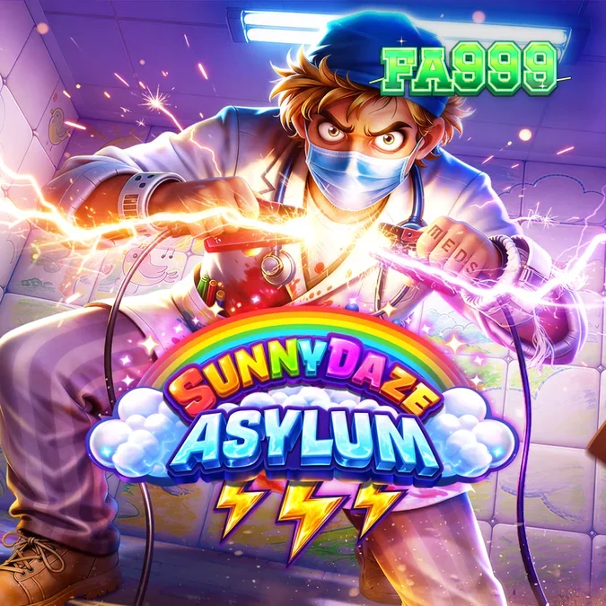 Sunnydaze Asylum স্লটের একটি দৃশ্য যেখানে রঙিন এবং অদ্ভুত সব প্রতীক দেখা যাচ্ছে।